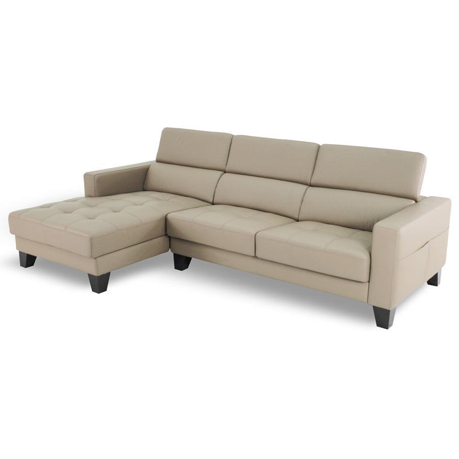 01451 L Chaise Sofa In Leather and Synthetic Leather