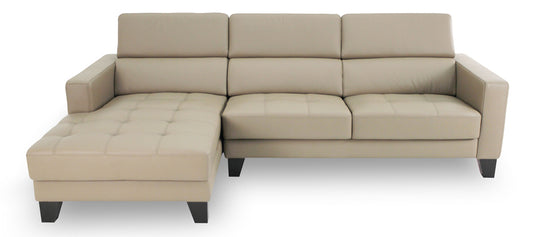 01451 L Chaise Sofa In Leather and Synthetic Leather